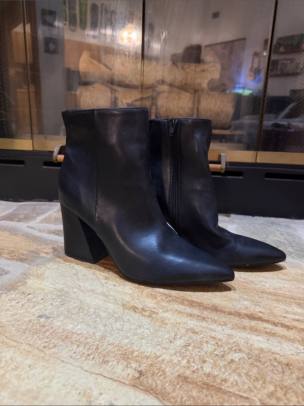 Target Black Pointed Toe Block Heel Ankle Booties